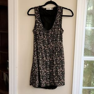 Obey Flower Mini Dress with Buttons and Tie Back